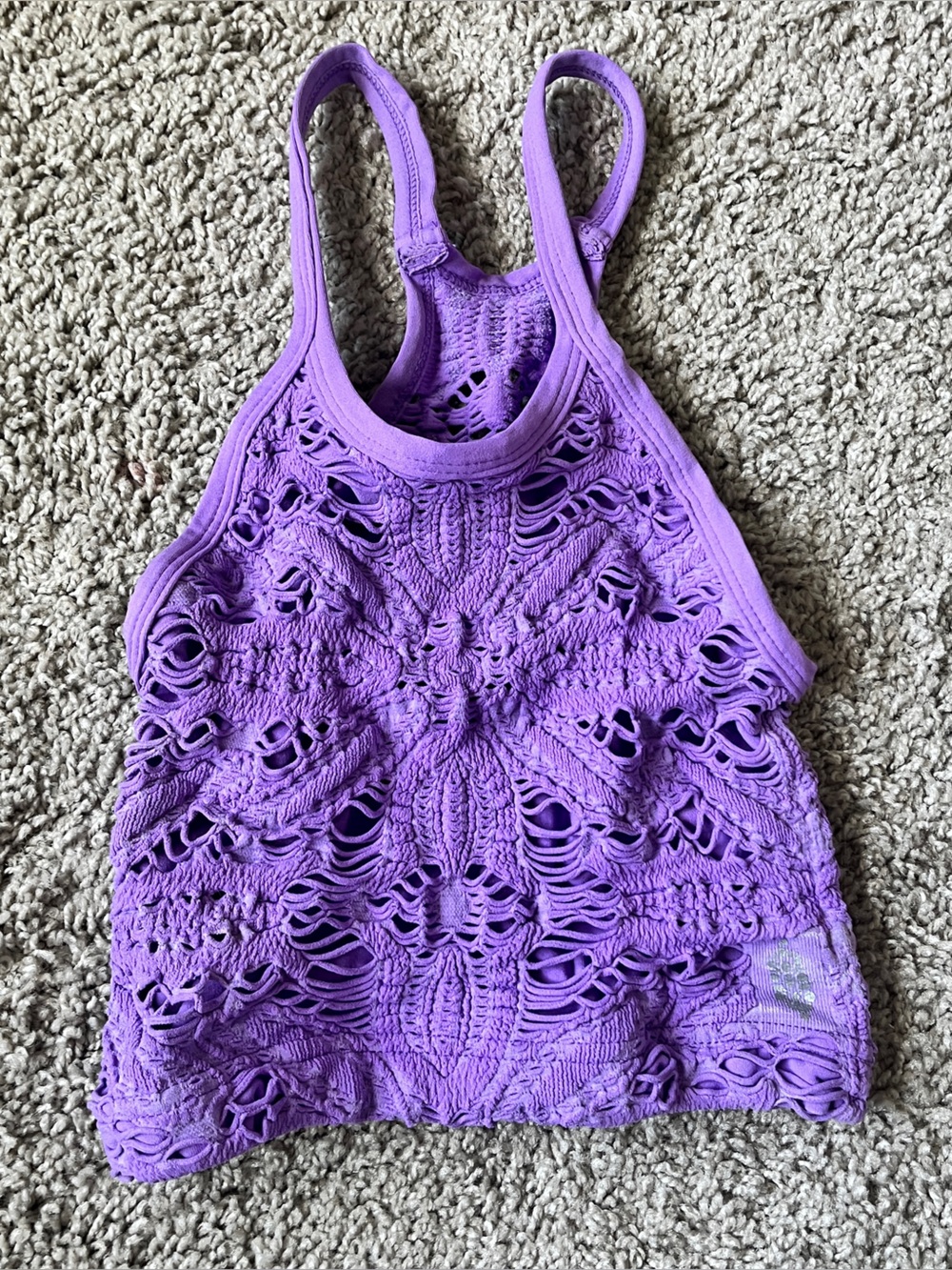 Free People Movement XS/S Purple Textured Racerback Yoga Bralette Crop Top